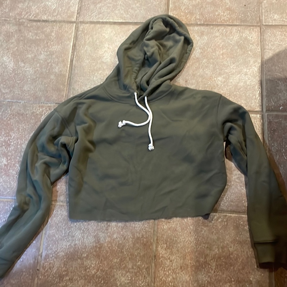 Army Green Cropped Target Hoodie